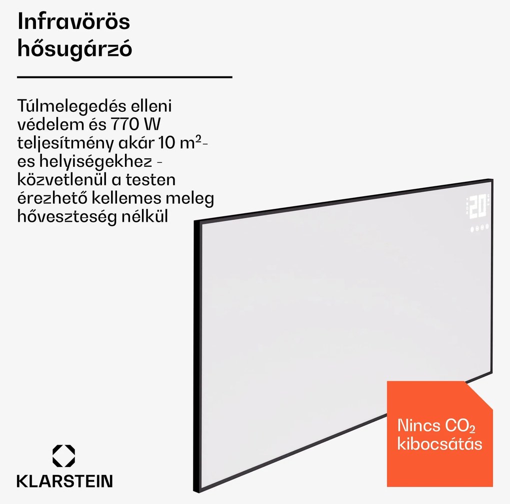 Klarstein Wonderwall Smart Bornholm, infravörös hősugárzó, 120 x 60 cm, 770 W, applikáció
