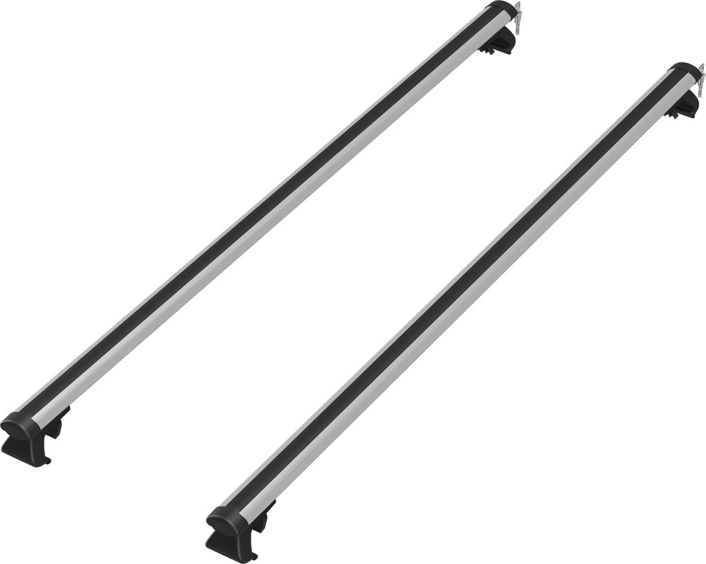HOMCOM Univerzális Tetőrudak Járművekhez - Alumínium Tetőcsomagtartó, Zárral, 75 kg Teherbírás, 135 cm Ezüst | Aosom
