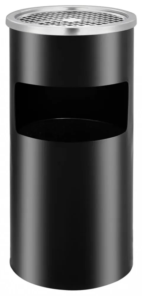 fekete acél fali szemeteskuka hamutartóval 26 liter