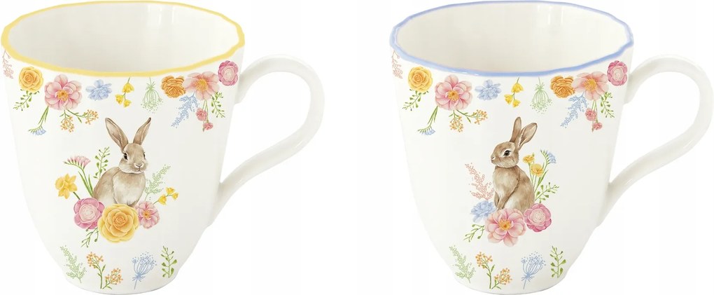 2 db-os porcelán bögre szett 320ml Easy Life nyúl virágok Húsvét bögre