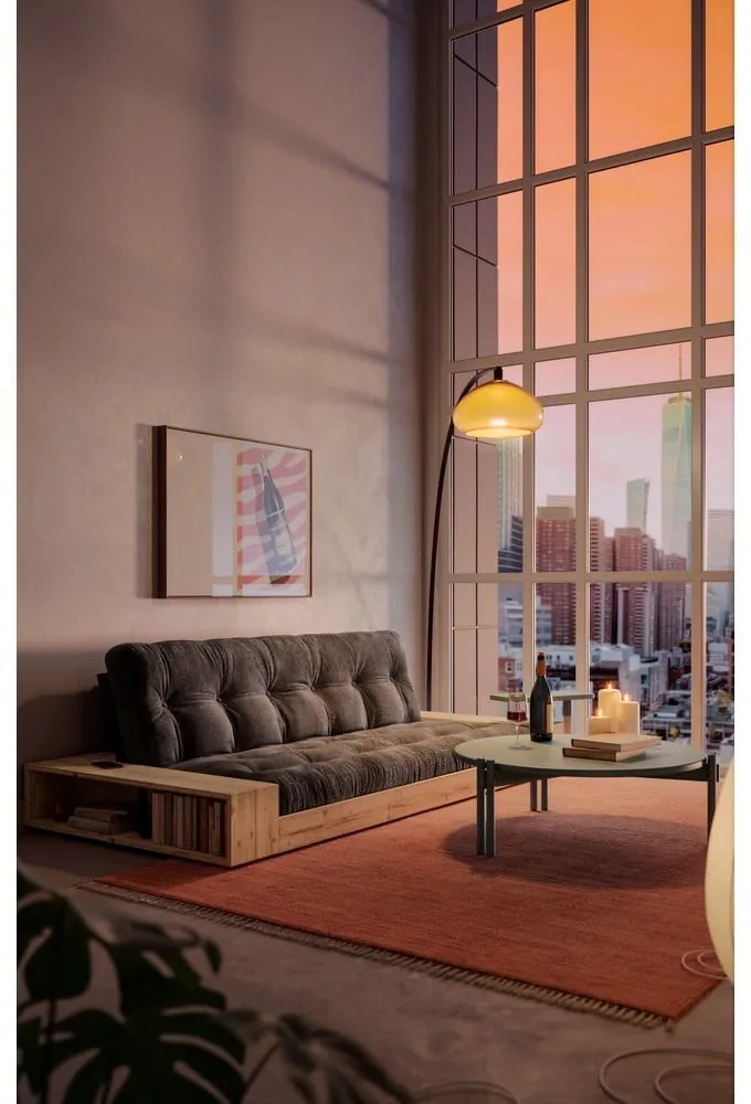 Mustársárga-világosbarna kordbársony kinyitható kanapé 244 cm Base – Karup Design