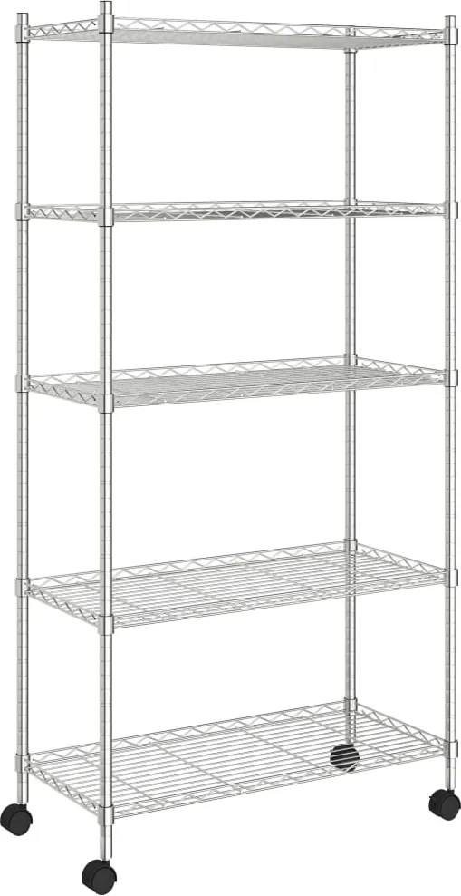 vidaXL 5 szintes króm tárolópolc kerekekkel 75 x 35 x 155 cm 250 kg