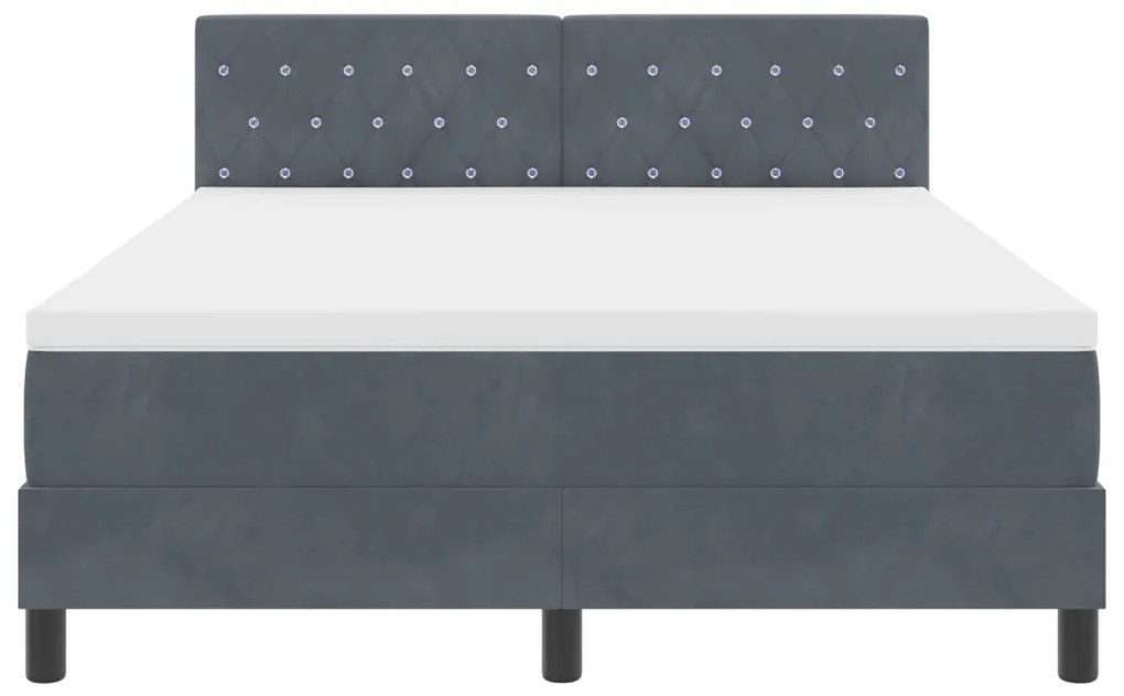 Boxspringágy Matracal Sötétszürke 140x190 cm Bársonyos