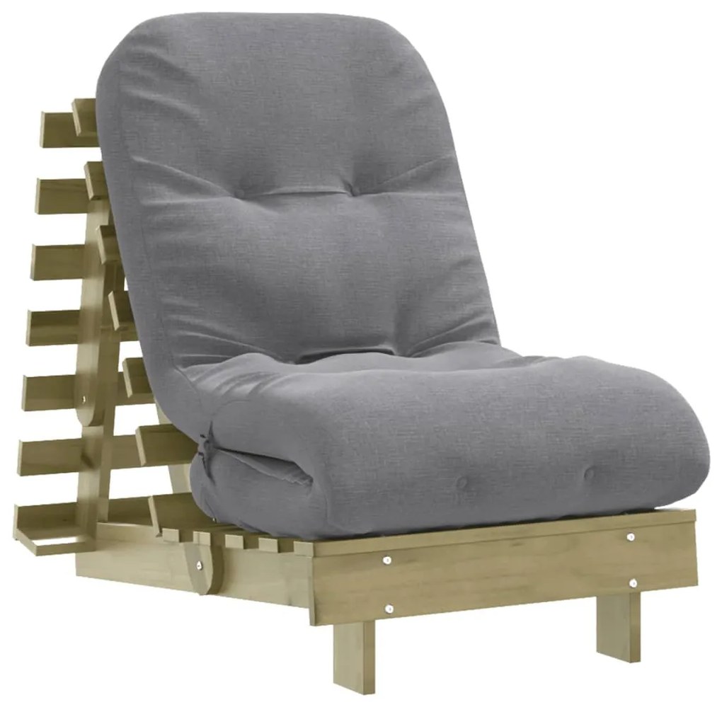 tömör impregnált fenyőfa futon kanapéágy matraccal 60x206x11 cm