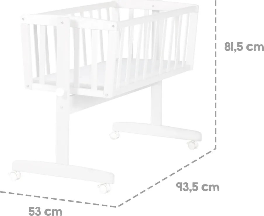 Fehér gurulós bölcső 40x90 cm – Roba