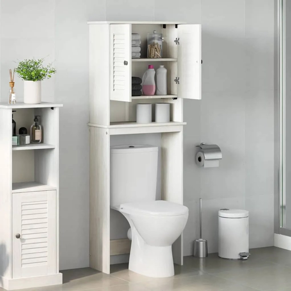 WC Szekrény polcokkal VIGO Fehér 60 x 27 x 161 cm Tömör fenyőfa