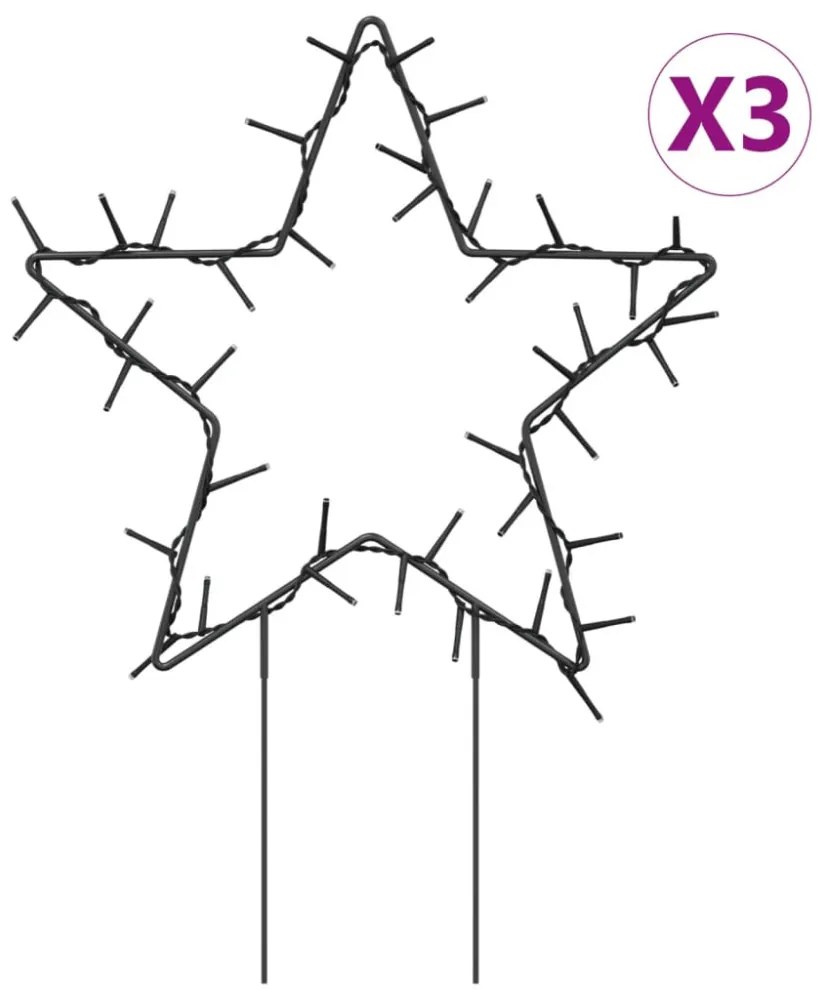 karácsonyi csillag fénydekoráció 3 cövekkel 50 LED 29 cm