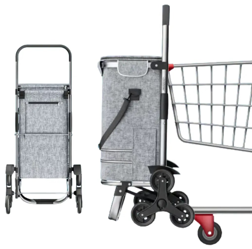 Jurhan COMFORT bevásárlótáska lépcsőjáró kerekekkel, 50l, szürke