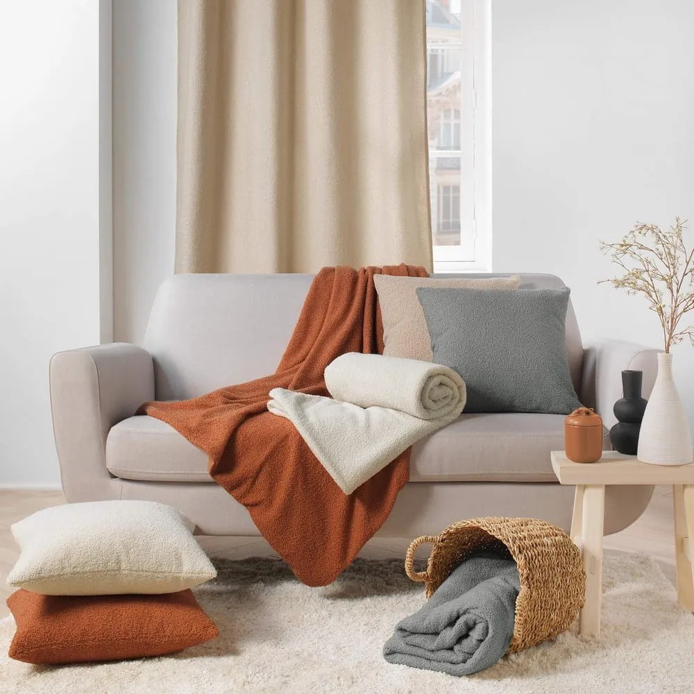 Pirosas narancssárga fleece takaró 180x220 cm Curly Wooly – douceur d'intérieur