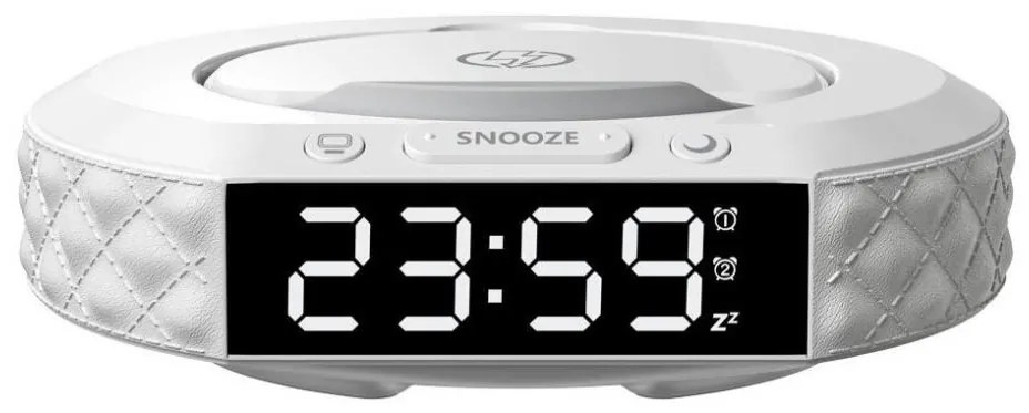 Immax 08983L - Ébresztő LCD-vel, 27W/9V Qi vezeték nélküli töltő, fehér