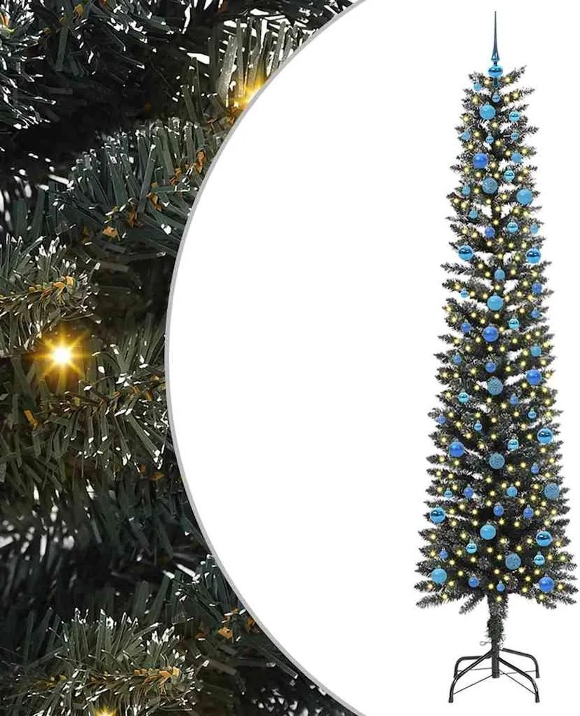 vidaXL Mű karácsonyfa 300 LED-del Zöld 240 cm PVC és Műanyag és Acél
