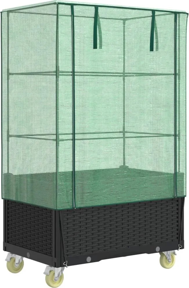 vidaXL rattan megjelenésű magaságyás borítással/kerékkel 80x50x182 cm