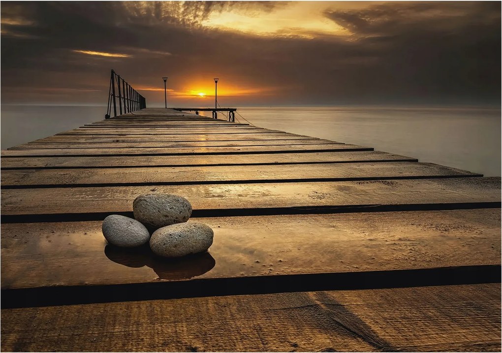 Divatos Flizelin Tapéta Ragasztóval Fali 3D Naplemente 312x219 Ragasztó