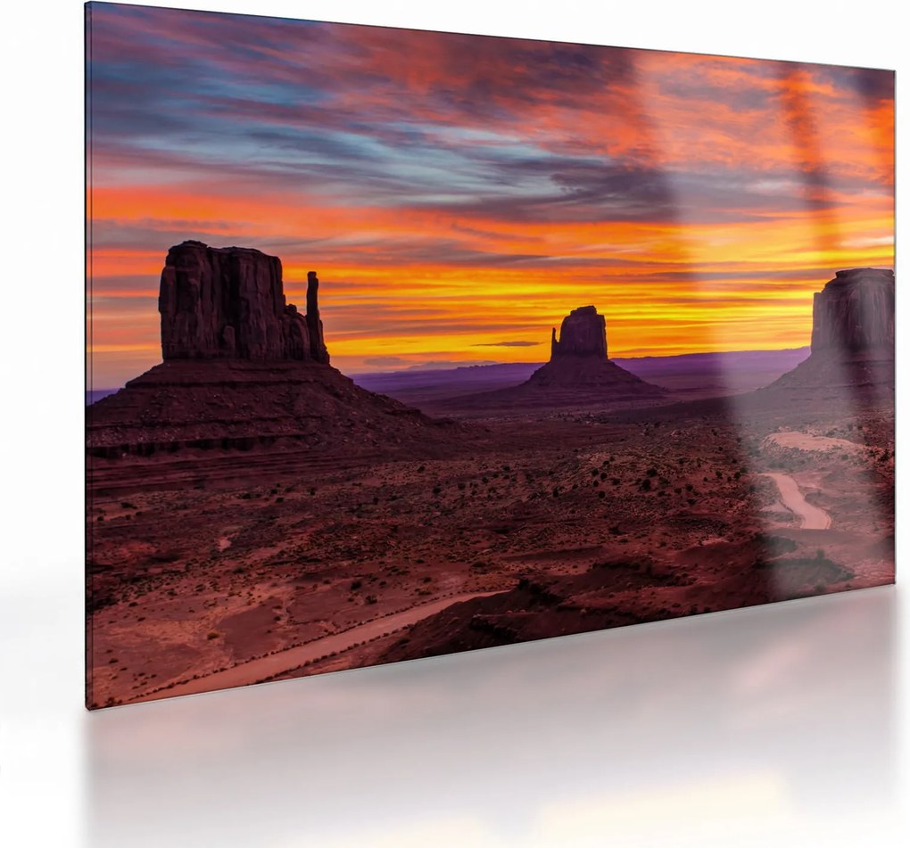 Kép - Emlékmű - völgy Arizonában (üvegen) (70x50 cm)