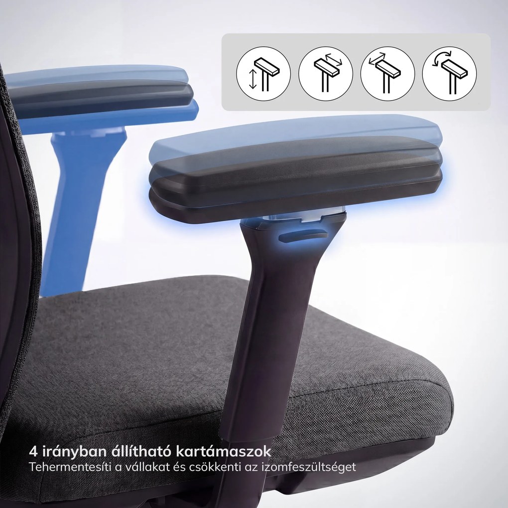 Ergonómikus, forgó irodai szék, sötét szürke: VECTOR