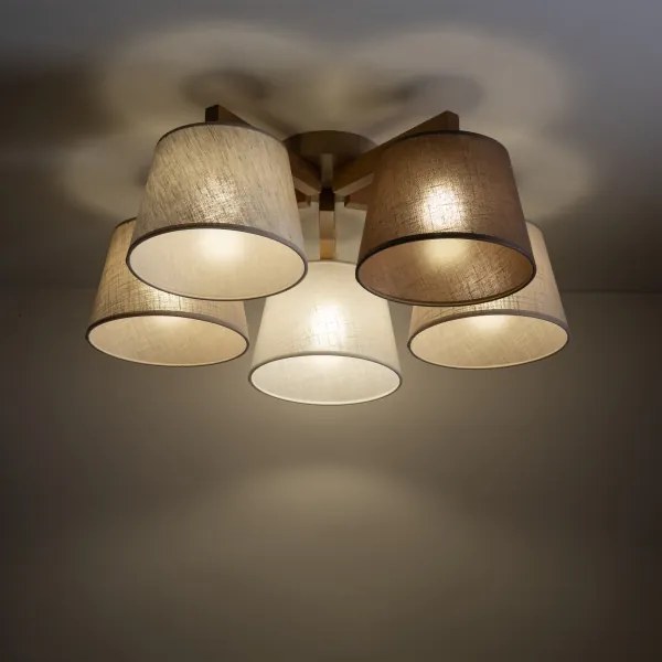 Brilagi - LATTE SABIA felületre szerelhető mennyezeti csillár 5xE27/15W/230V fenyő/mix