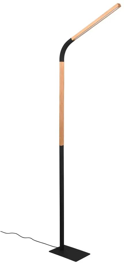 Fekete-natúr színű LED állólámpa fa búrával (magasság 169,5 cm) Norris – Trio