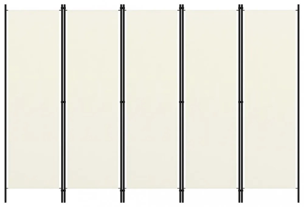 fehér 5 paneles paraván 250 x 180 cm