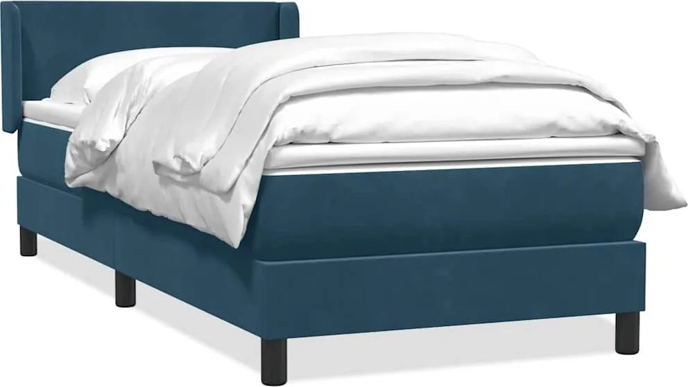 vidaXL sötétkék bársony rugós ágy matraccal 80x210 cm