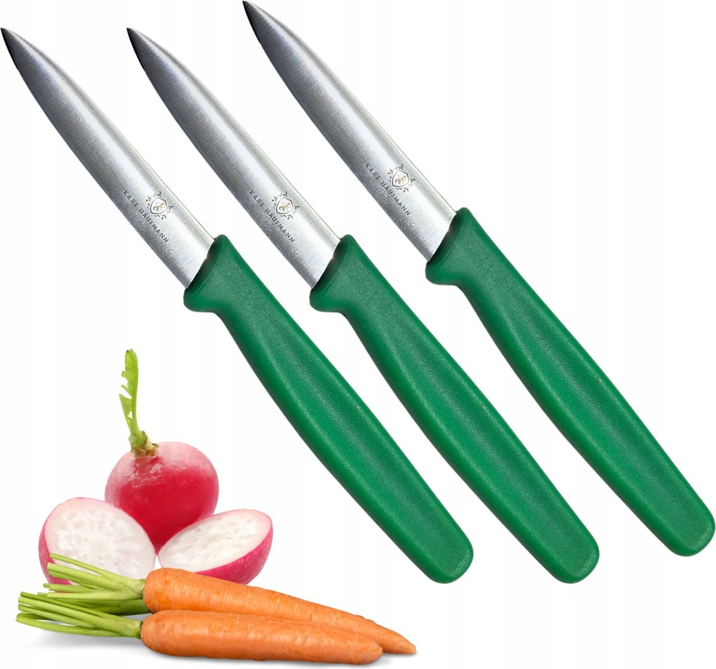 Kés Konyhai kés szett 3x Zöld kés Karl Hausmann rozsdamentes acélból