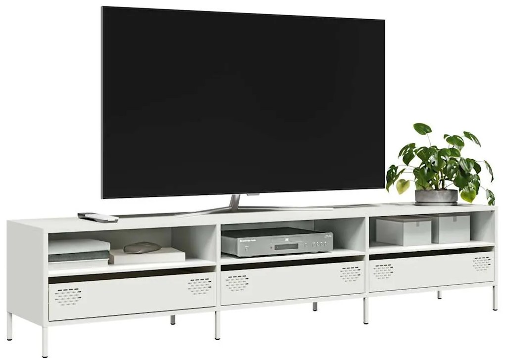 fehér hidegen hengerelt acél TV-szekrény 202 x 39 x 43,5 cm