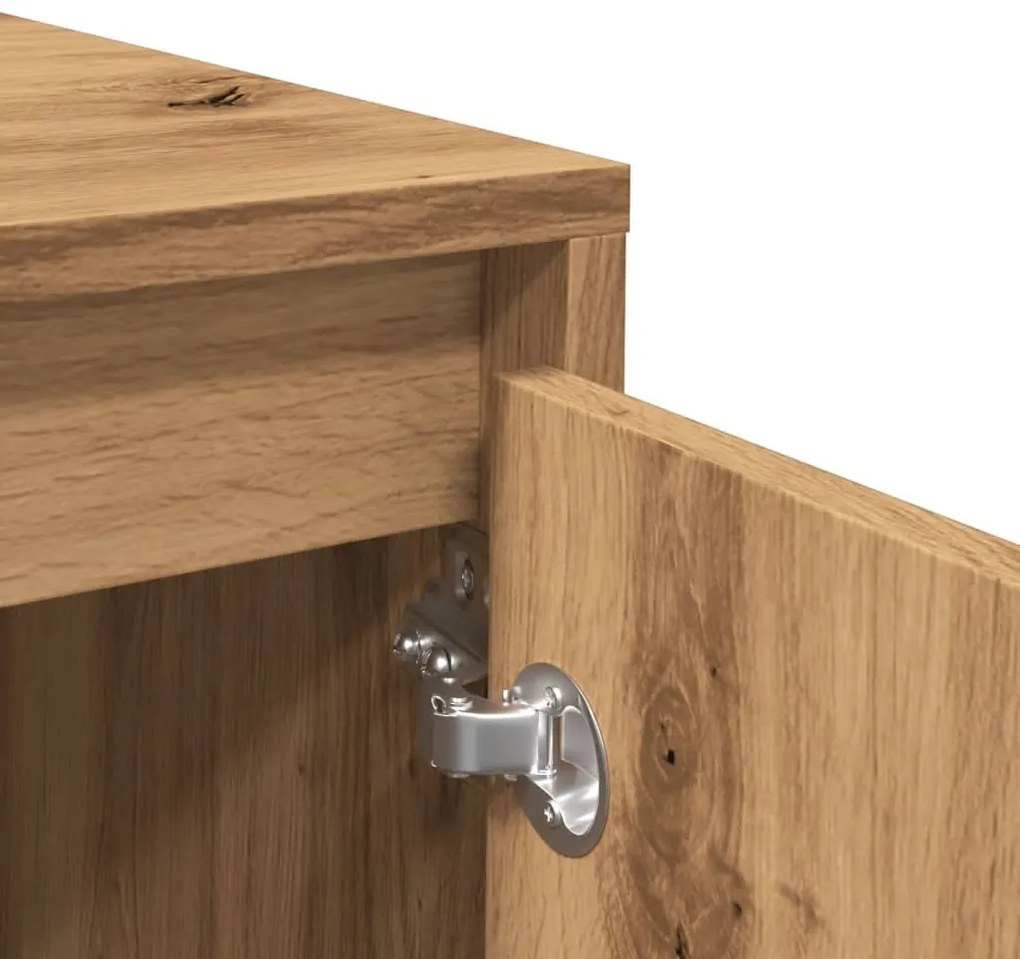 kézműves tölgy színű szerelt fa tálalószekrény 102 x 33 x 75 cm