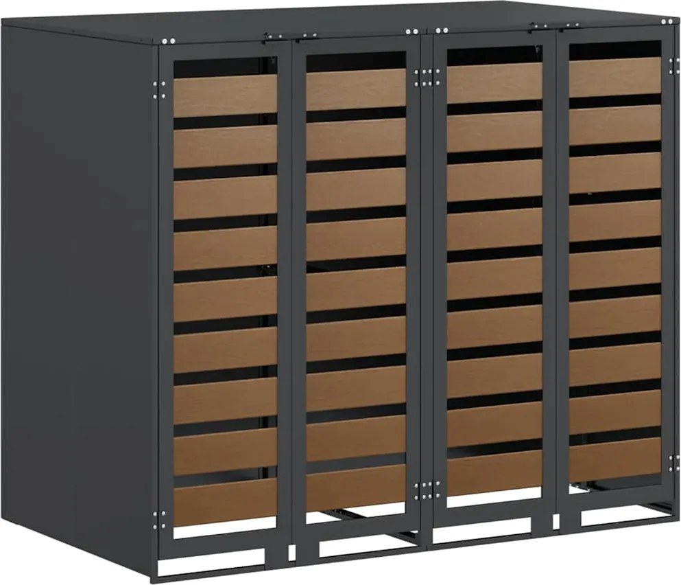 vidaXL Gurulós kuka tároló 3 kukához Antracit 340 x 77.5 x 115.5 cm