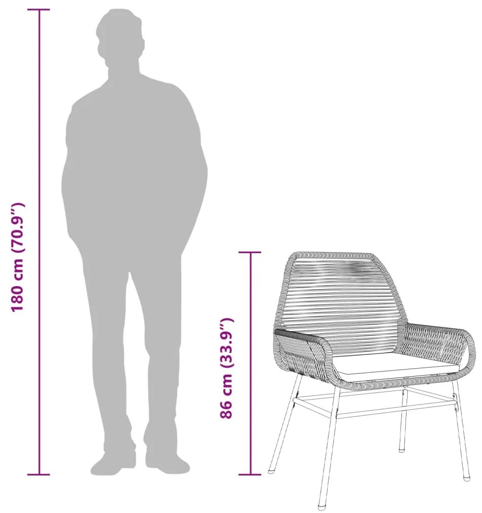 2 db szürke polyrattan kerti szék párnákkal