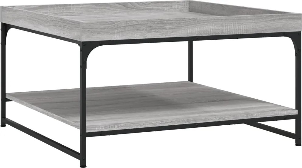 vidaXL szürke sonoma szerelt fa és vas dohányzóasztal 80 x 80 x 45 cm