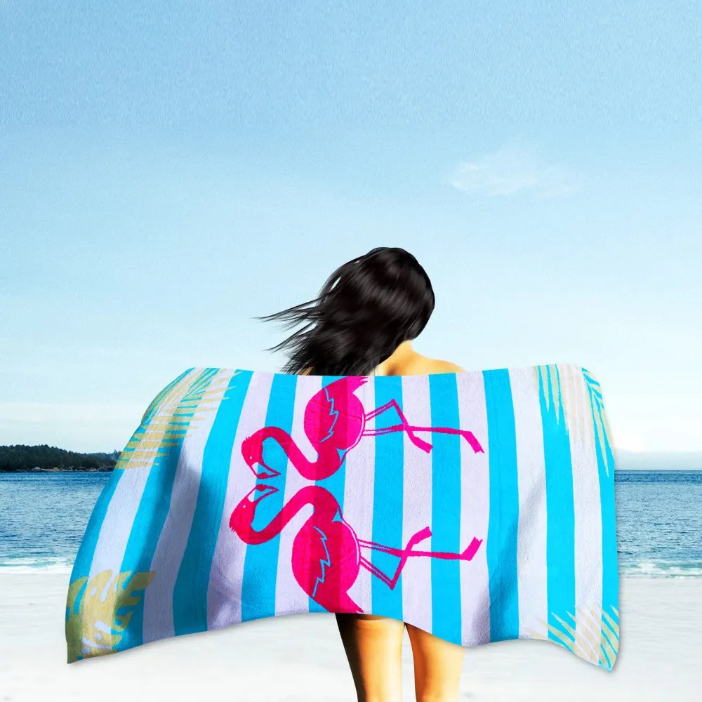 Flamingo Gold Zöld strandtörölköző