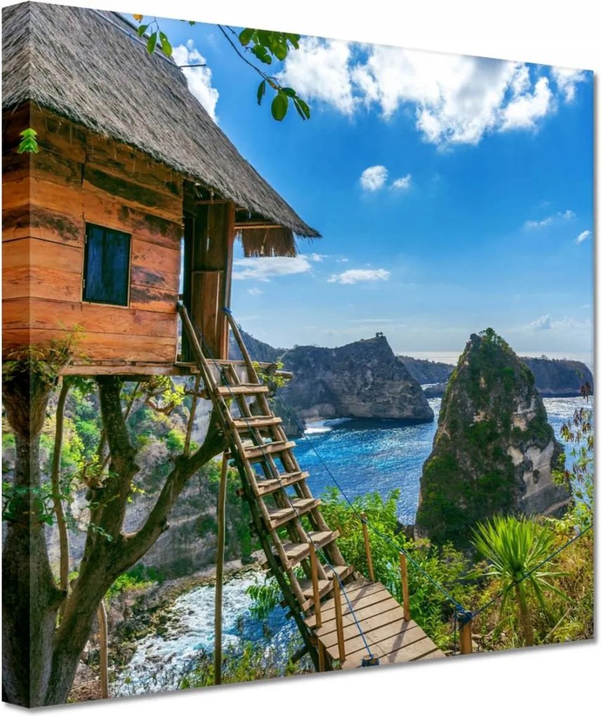 Vászonkép 60x60 Faház Tenger