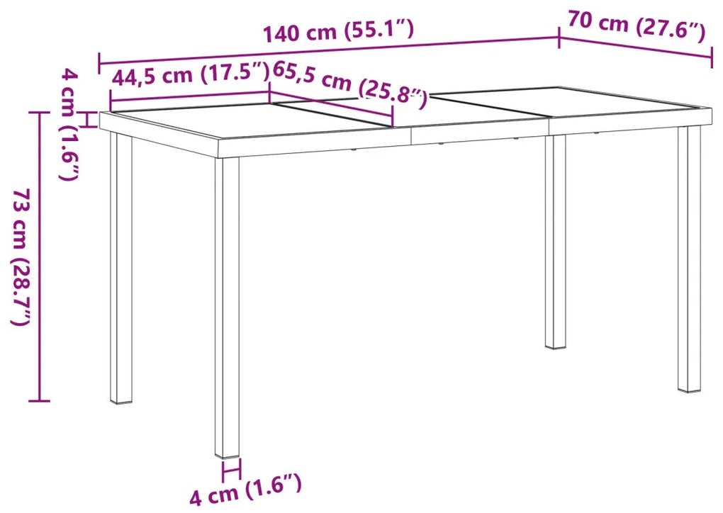 Kertasztal Fekete 140x80x73 cm Edzett Üveg