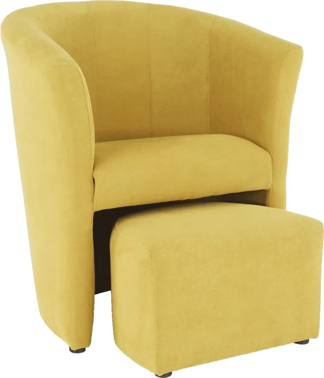 Klub fotel puffal, mustár, ROSE