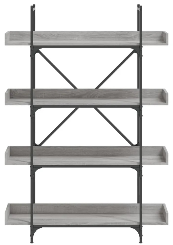 4-szintes szürke sonoma szerelt fa könyvespolc 100x33x145,5 cm
