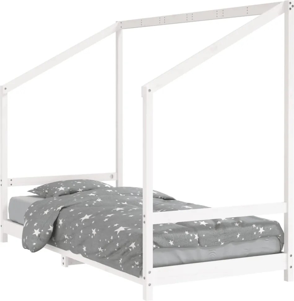 vidaXL fehér tömör fenyőfa gyerekágykeret 90 x 200 cm