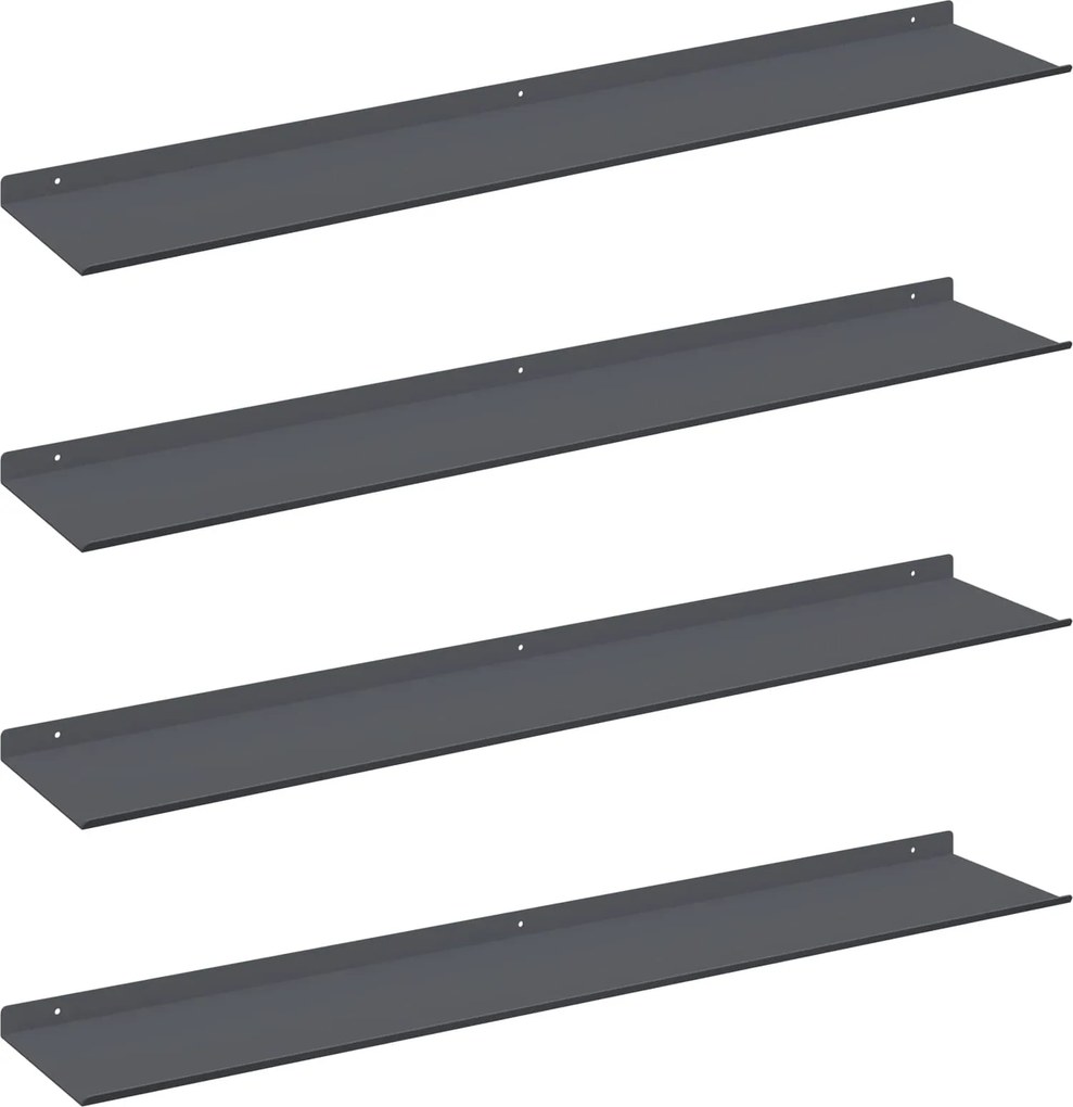 vidaXL Lebegő polc 4 pcs Antracit 100 x 18 x 2,5 cm Acél
