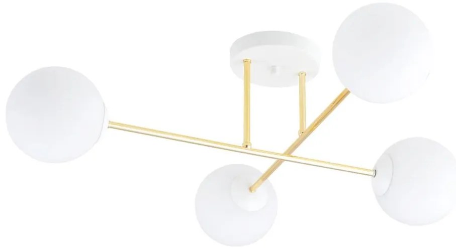 Csillár rúdon  MAGNUM 4xE14/10W/230V fehér/arany