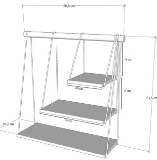 Fali polc ZIHON 63,5x60 cm fekete/barna