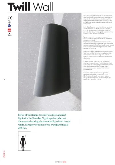 Redo 9536 - LED Kültéri fali lámpa TWILL 1xLED/11W/230V IP65