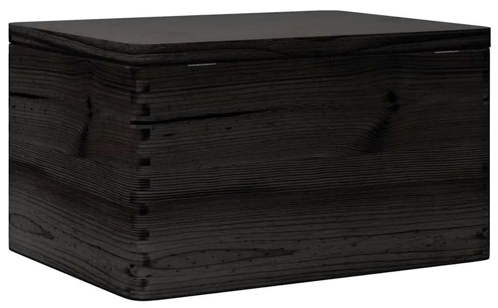 Fa doboz tetővel fekete 40x30x23 cm tömör fa fenyő