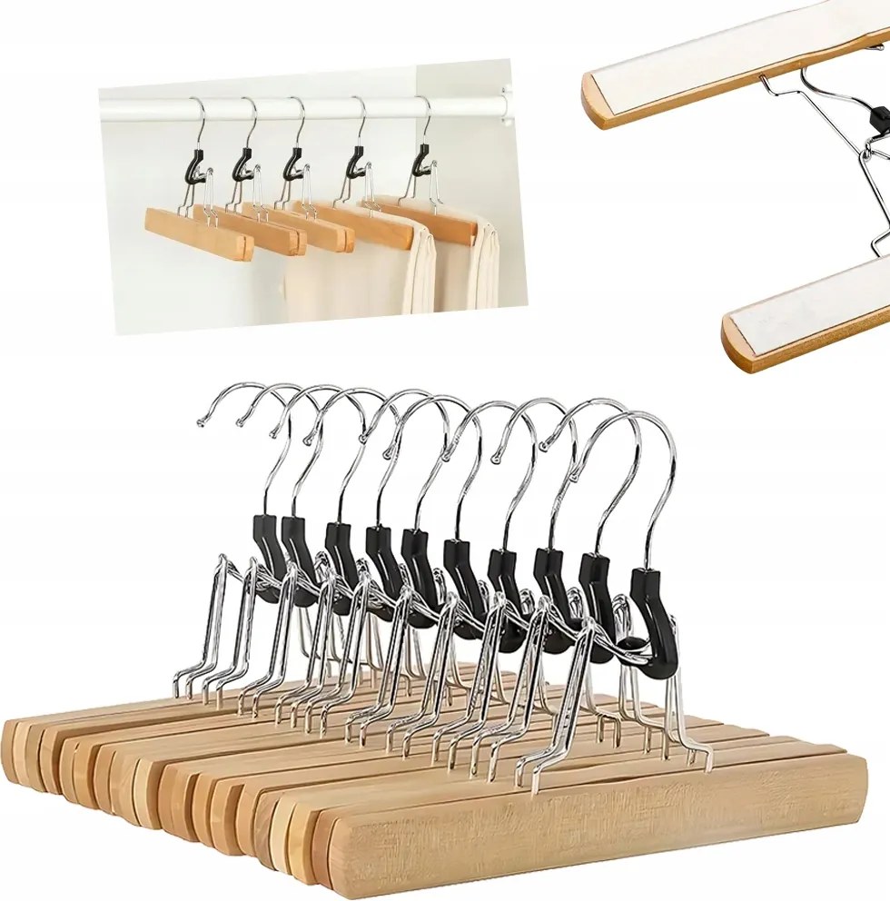 5 Db Fa Nadrágakasztó Csipeszekkel Csúszásgátló Akasztók