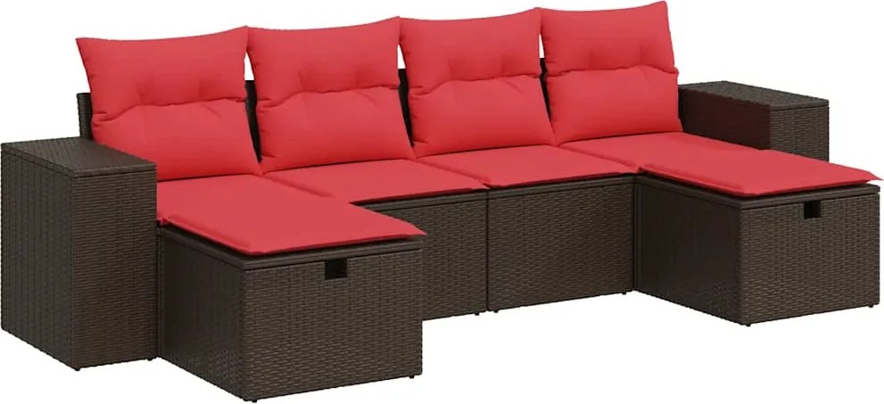 vidaXL 6 részes barna polyrattan kerti ülőgarnitúra párnával