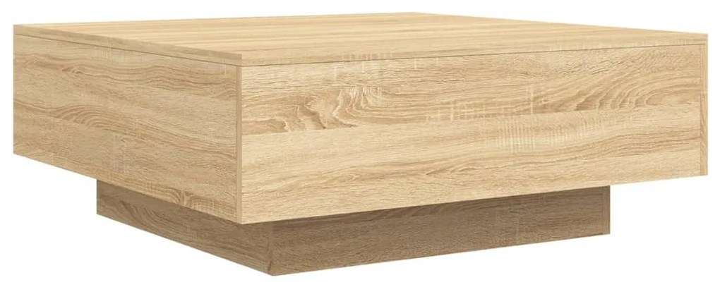 Sonoma tölgy színű dohányzóasztal LED-lámpákkal 80 x 80 x 31 cm
