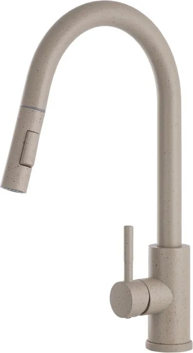 Gamma Taru II. Mosogató Csaptelep Beépíthető- Kihúzható, Zuhanyfejes, Bézs