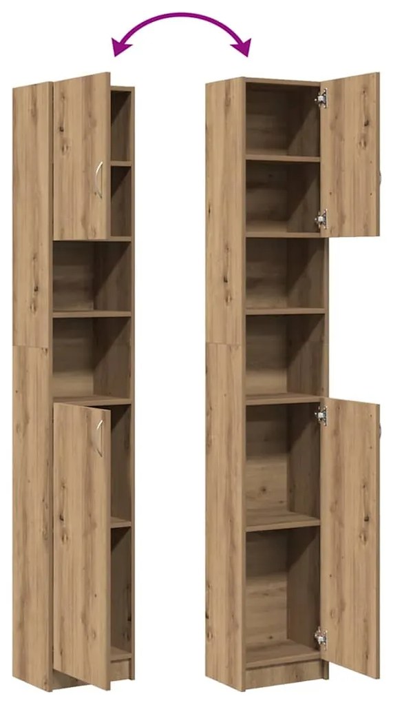 kézműves tölgyfa fürdőszobaszekrény 32 x 25,5 x 190 cm redőzött fa