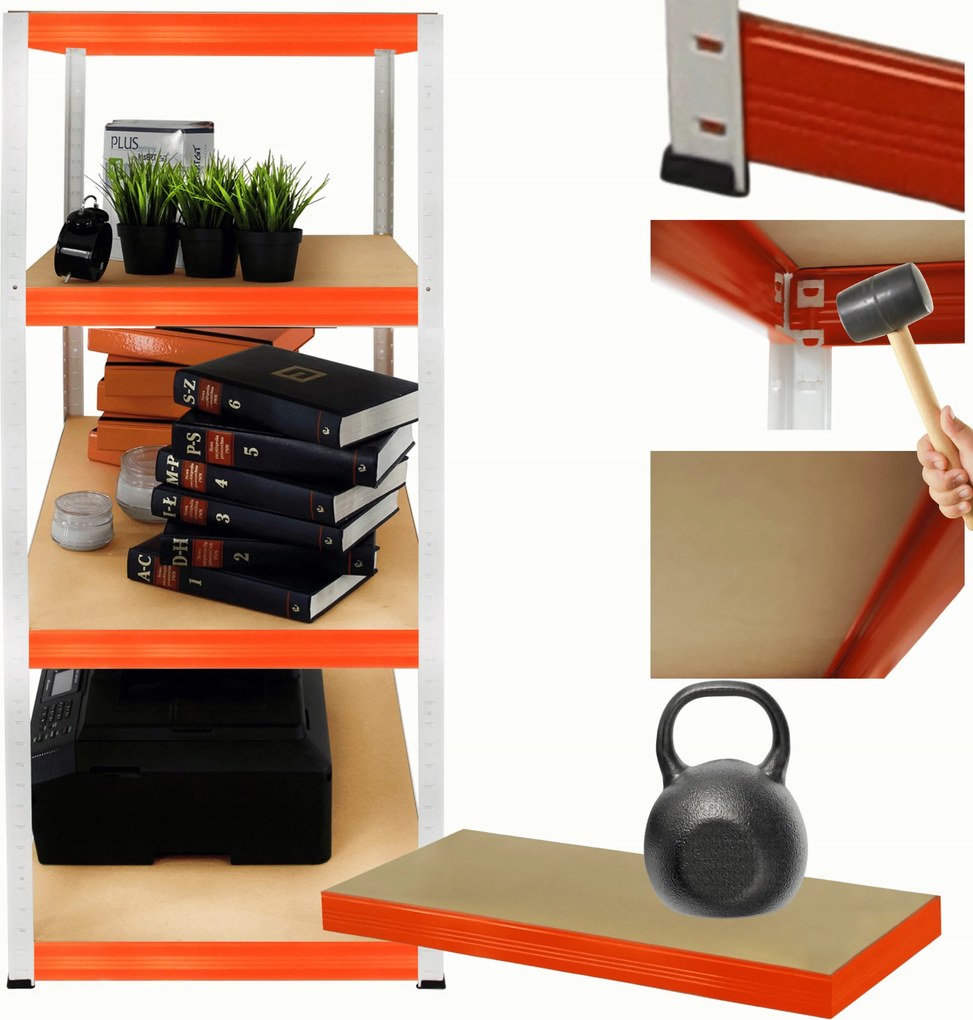 Helios fém tároló állvány garázs állvány 180x30x30cm 4Px175kg Pl