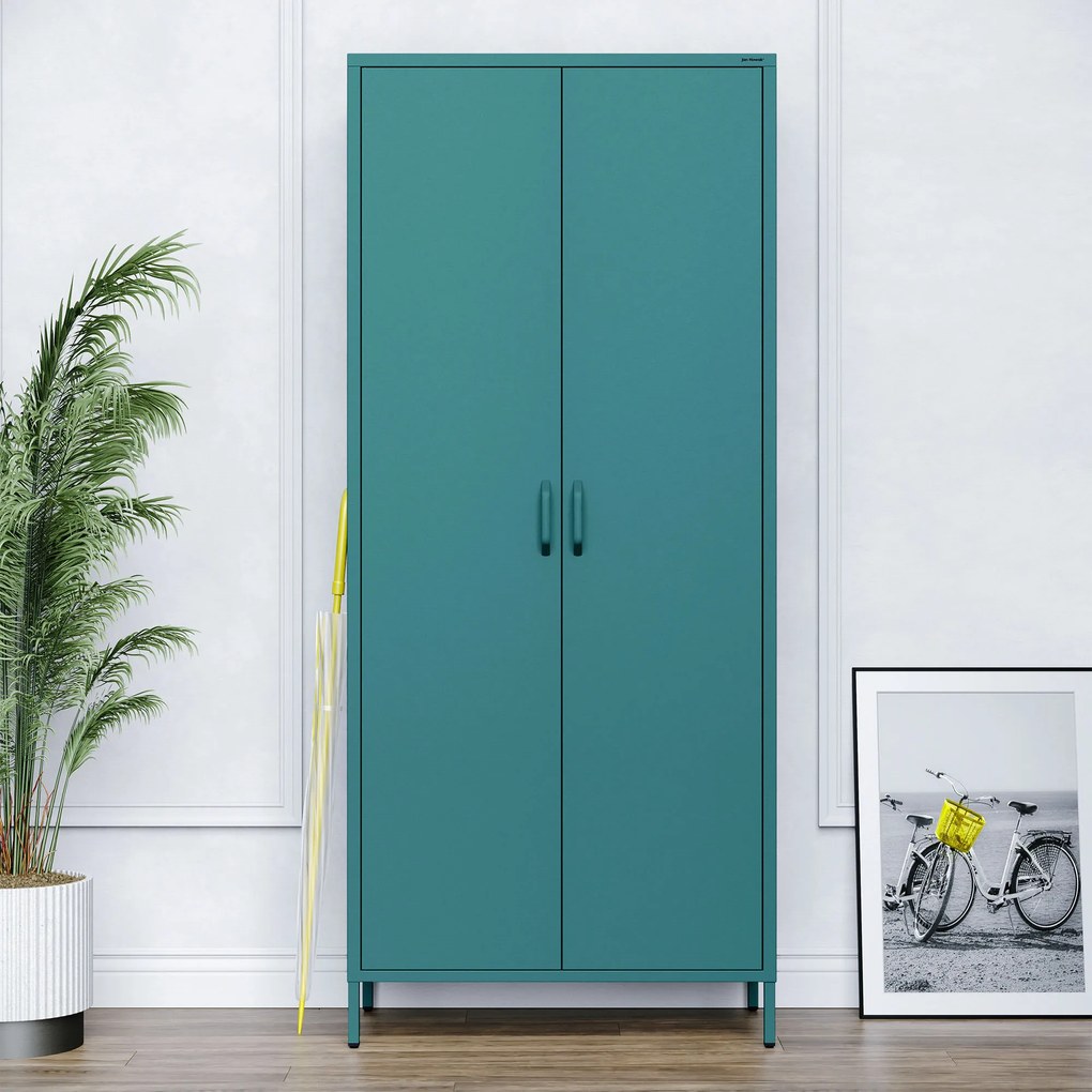Gardróbszekrény FLAVIO, 800 x 1850 x 450 mm, Modern: tengerszínű