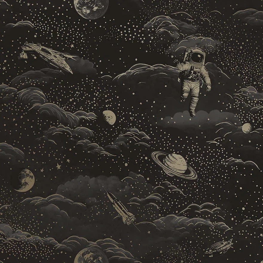 Holden Decor Adventure Awaits Lost In Space arany-ezüst világűr mintás papír tapéta – 14050