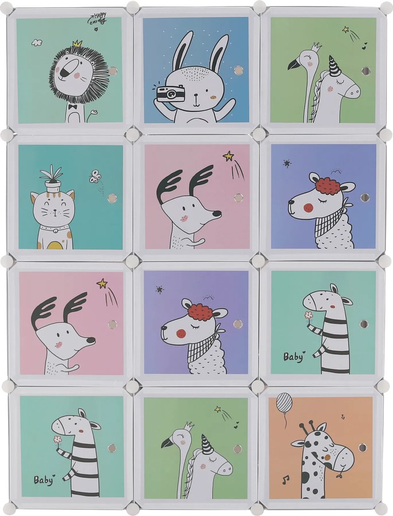 Gyerek moduláris szekrény, szürke/gyerek minta, HAKON