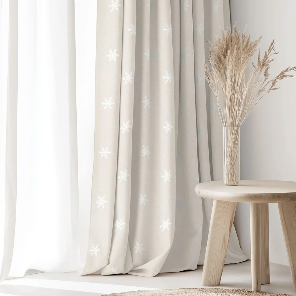 Goldea natura karácsonyi drapéria - hópelyhek természetes alapon 240x135 cm